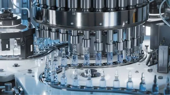 Linha automatizada da indústria farmacêutica