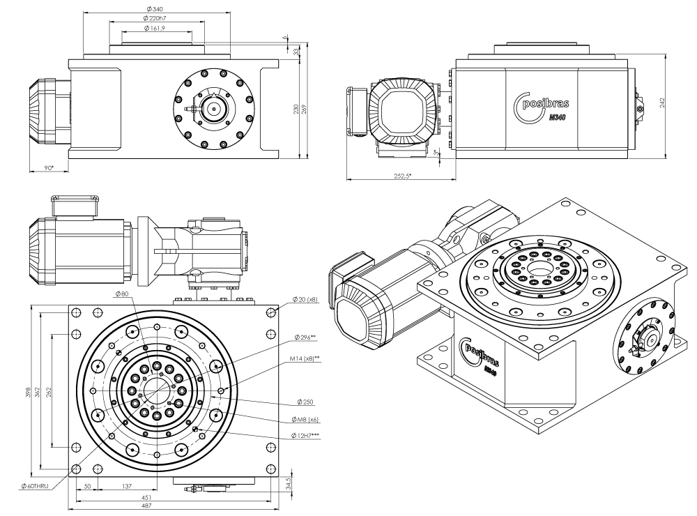 Desenho técnico 2D M340 — metric