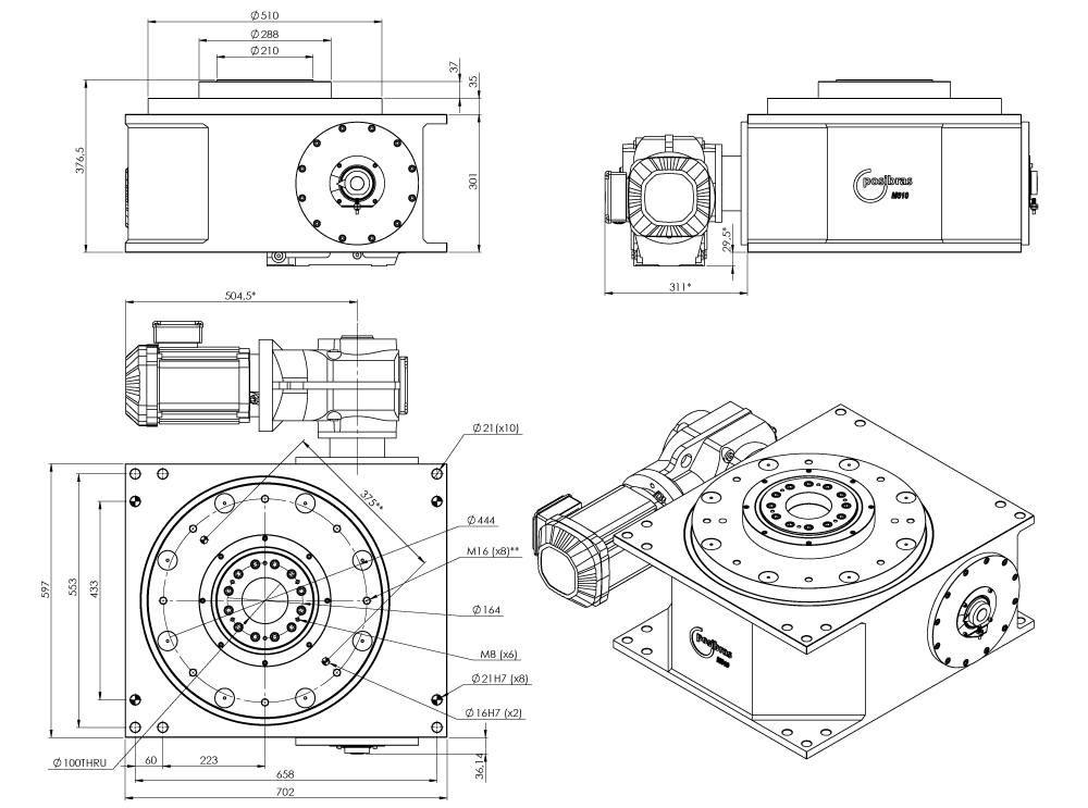 Desenho técnico 2D M510 — metric